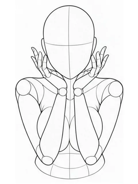 วางคางบนฝ่ามือ (ท่าดอกไม้) — ด้านหน้า